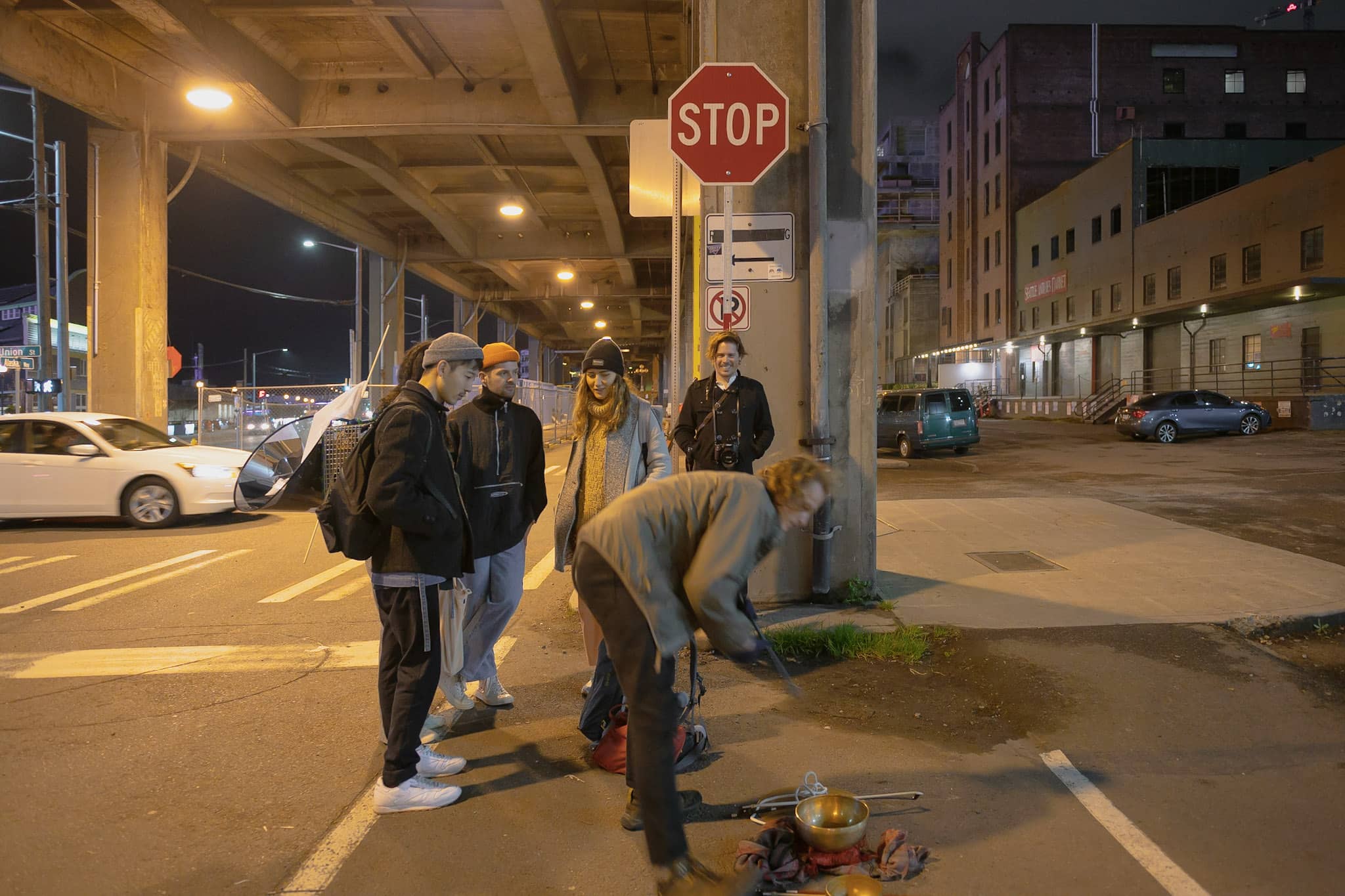 a group under a viaduct